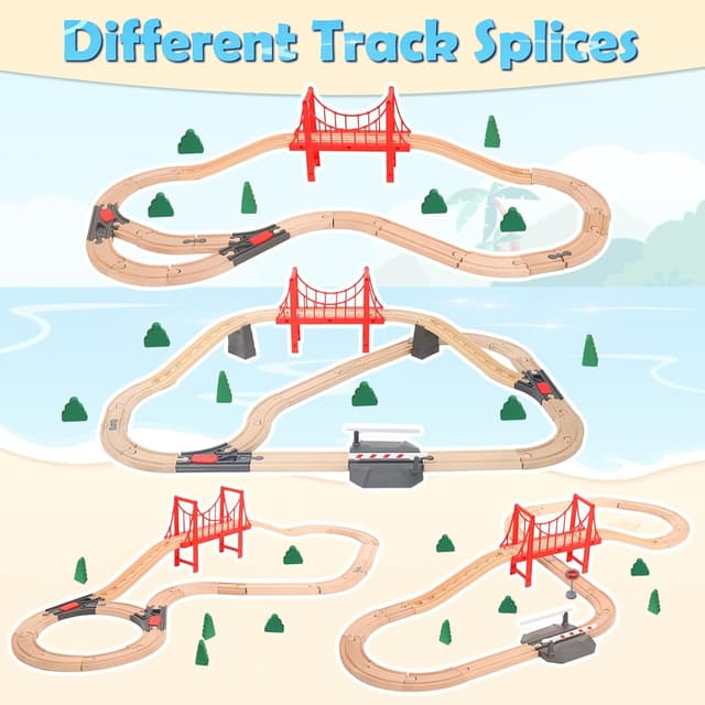 Detalle 2 de XIAPIA Wooden Harbour Train Set for 2–5 Years 🚂