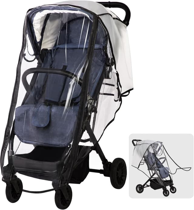 Detalle de Universal Pushchair Rain Cover with Front Zip, Clear EVA Weather Shield