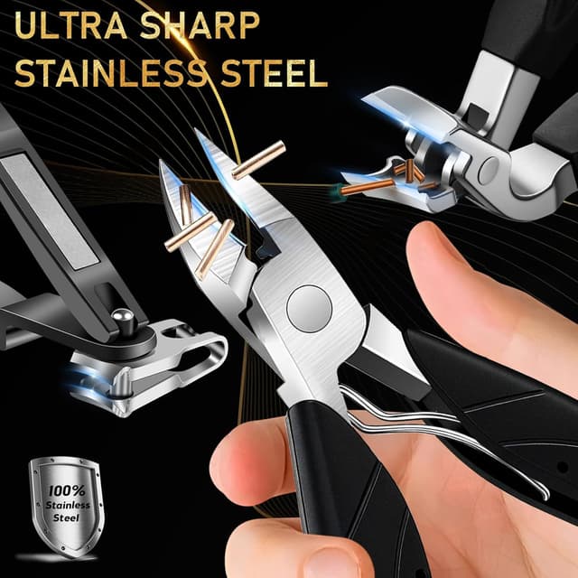 Detalle 2 de DUAIU 7-piece toenail clippers set for thick and ingrown nails with 360° rotating head