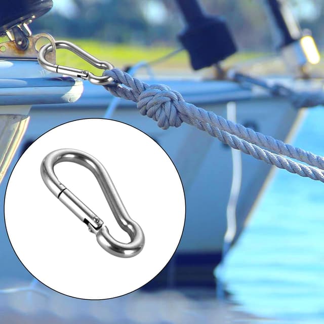 Detalle de ASelected lot de 16 fermoirs/mousquetons robustes en acier inox 304 M6, 60 x 6 mm