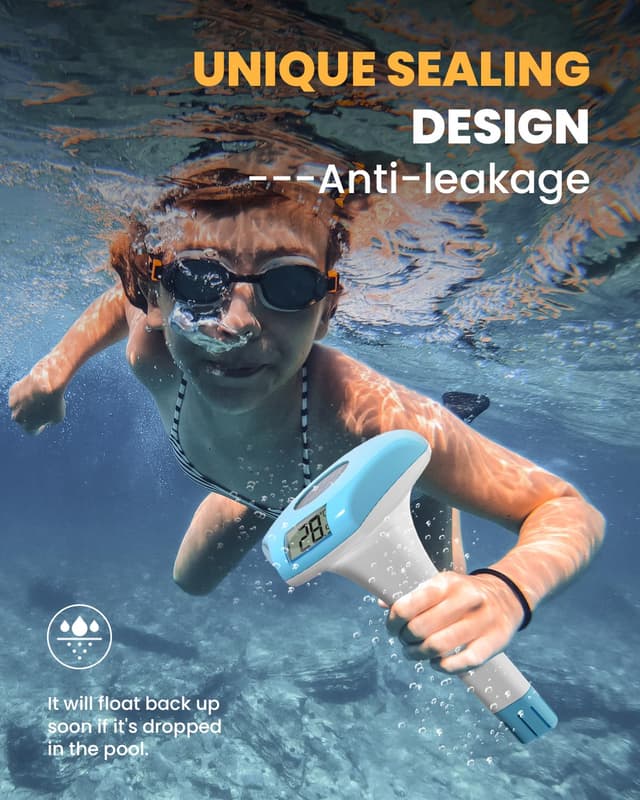 Detalle 1 de BALDR Thermomètre de piscine flottant solaire étanche IPX8