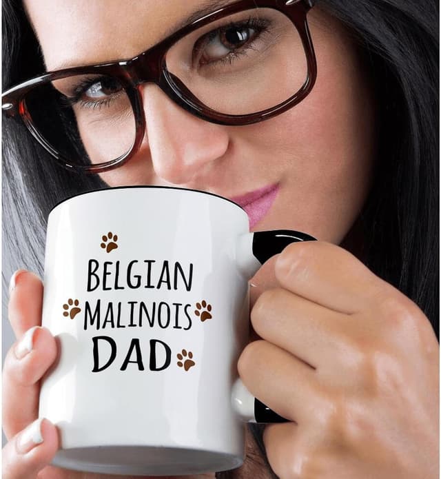 Detalle 2 de 3dRose Belgian Malinois Dog Dad Two-Tone Black Mug (11oz)