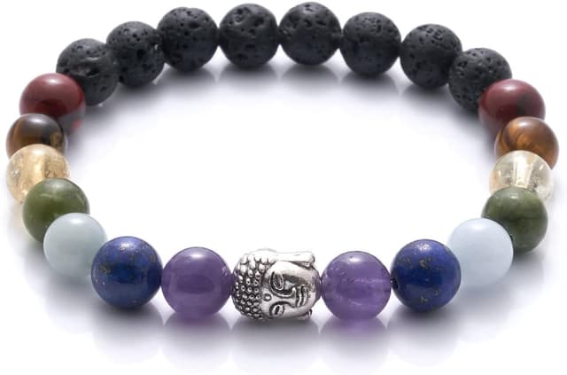 Detalle de BERGERLIN 7 Chakren Armband mit Naturstein-Perlen (inkl. Echtheitszertifikat, Unisex)