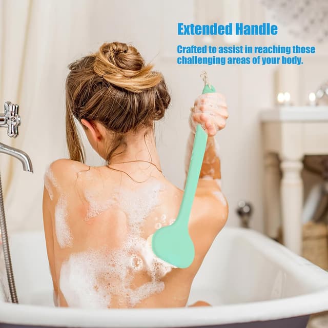 Detalle de VANZAVANZU 17-inch Anti-Slip Back Scrubber for Shower & Bath (Celadon Green)