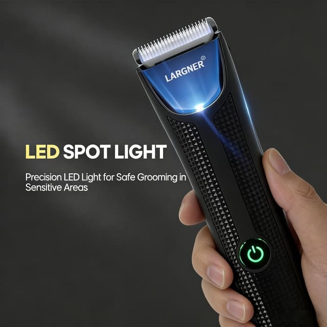 Detalle 2 de Body Hair Trimmer Men Pubic Hair Trimmer with Ceramic Blade Heads & LED Display (IPX7 Waterproof)