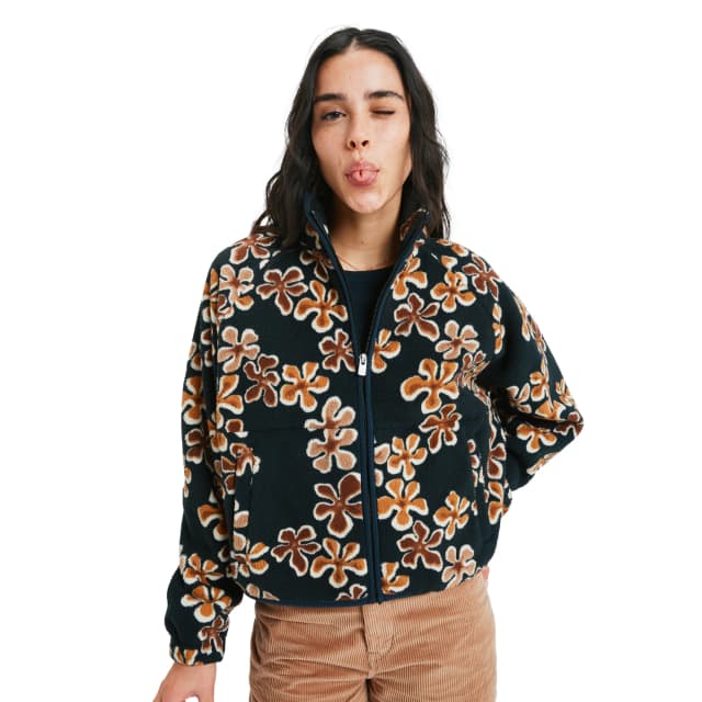 Detalle de Roxy Blurry Cloud: forro polar de mujer con cremallera y cuello alto