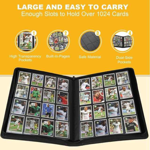 Detalle 2 de Arkeiliy Premium Ringless Trading Card Binder (1024 Capacity, 16 Side-Loading Pockets)
