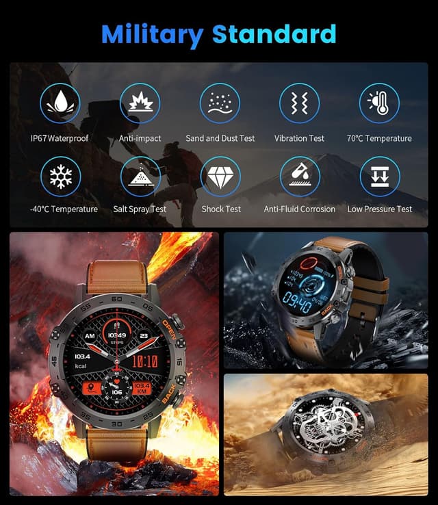 Detalle de FOXBOX Smart Watch for Men 1.39" Military with SpO2 24H HR