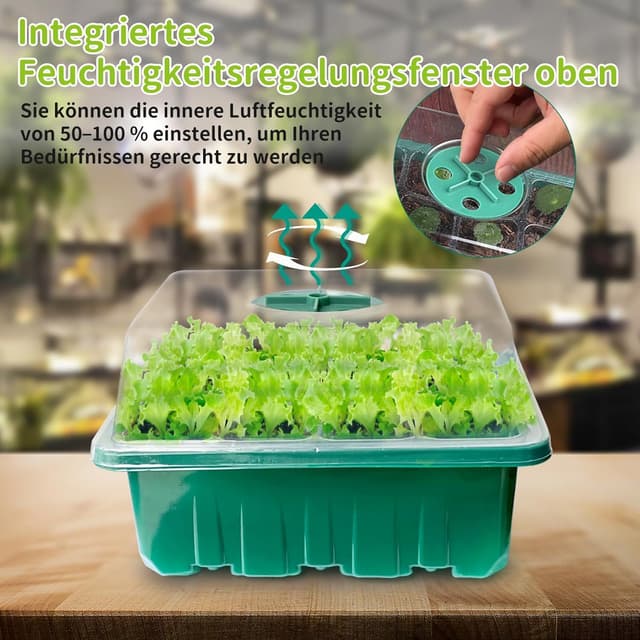 Detalle de NAMOTEK Anzucht-Station 5-teilig inkl. Wärmematte & Abdeckhauben – Keimungsset für bis zu 60 Zellen