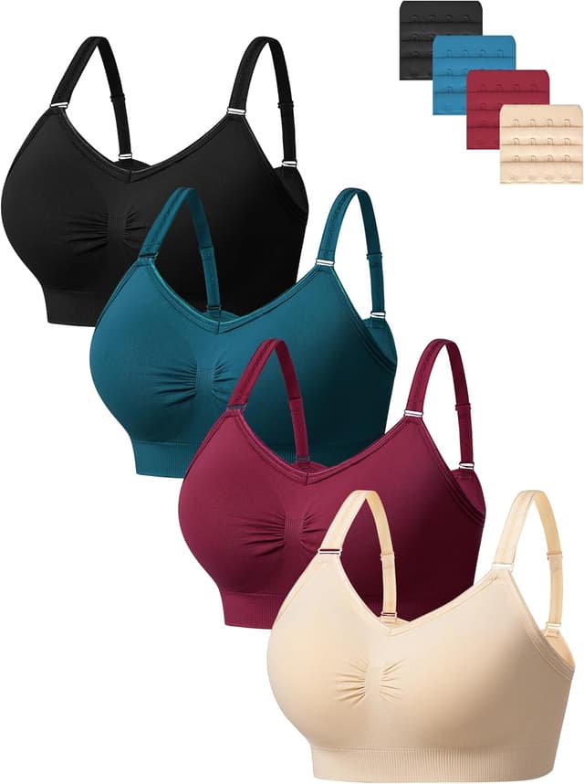 Detalle de HBselect 4er-Pack Damen-BHS ohne Bügel Seamless T-Shirt Bra / Yoga-Bustier mit herausnehmbaren Pads