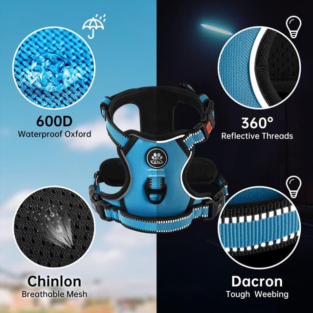 Thumbnail 3 de NESTROAD Blue Anti Pull Dog Harness with Lead, M