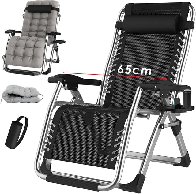 Detalle de TYGYSDO chaise longue de jardin pliable 200 kg avec dossier haut réglable et appuie-tête