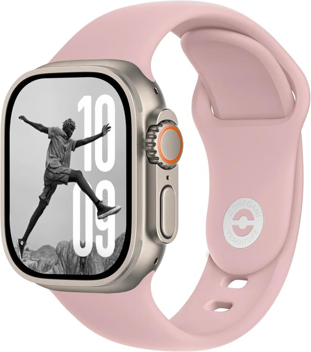 Detalle de Bracelet Donegani en silicone pour Apple Watch (Ultra 2 49 mm, 46 mm, 45 mm, 44 mm, SE 44 mm, 42 mm) — Rose millénaire