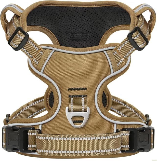 Detalle de HEELE Dog Harness (No-Pull) with Reflective Strips, Padded Comfort & Handle, Brown, Size M