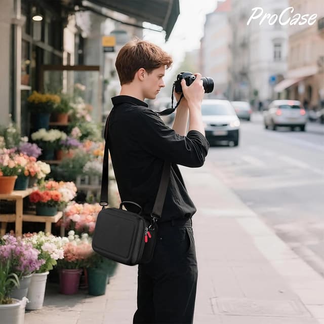 Detalle de ProCase Kameratasche für Canon EOS 2000D/250D, EOS R10/R7 & weitere DSLR/Spiegellose – Schwarz