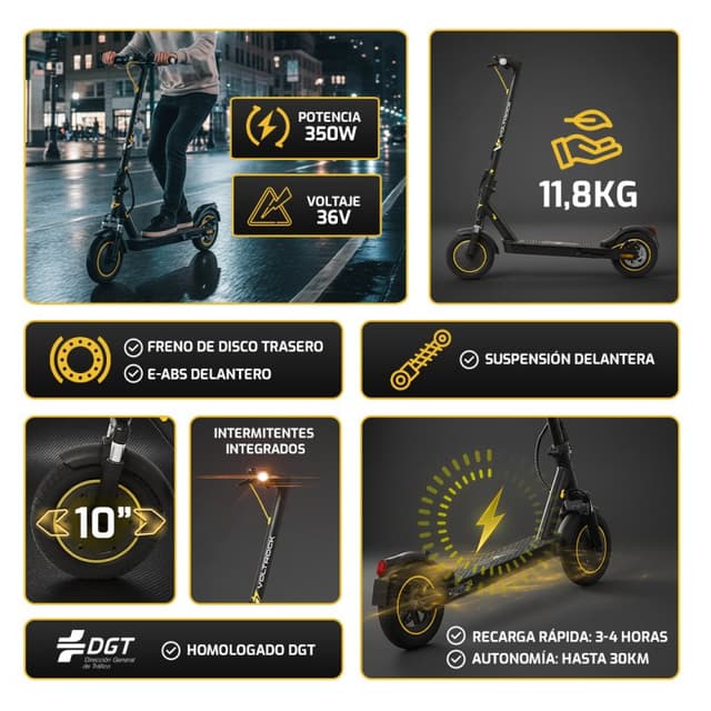 Detalle 2 de Voltrock F-Wasp 350 patinete eléctrico 350W