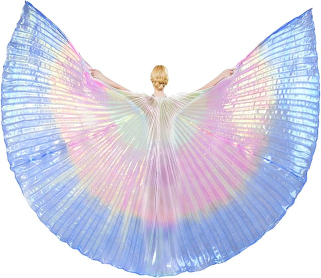 Detalle de Baisdan Isis Ailes avec bâtons télescopiques et sac de transport – ailes pour danse du ventre, carnaval et Halloween