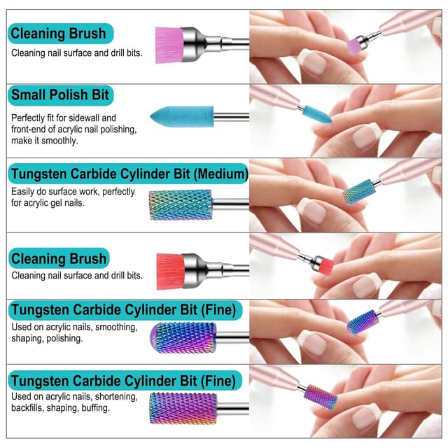 Detalle 2 de Cellentool 25Pcs Nail Drill Bits Set (3/32 Inch) with Storage Box