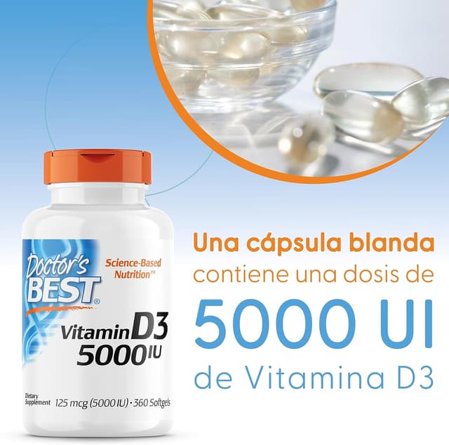 Thumbnail 3 de Doctor's Best Vitamina D3 5.000 UI, Dosis Depot, 360 Cápsulas🌱