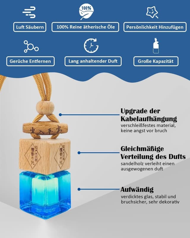 Detalle de Auto Duft Lufterfrischer (Duftbaum) für den Rückspiegel – Aufhänger gegen Gerüche, bis zu 45 Tage Duft