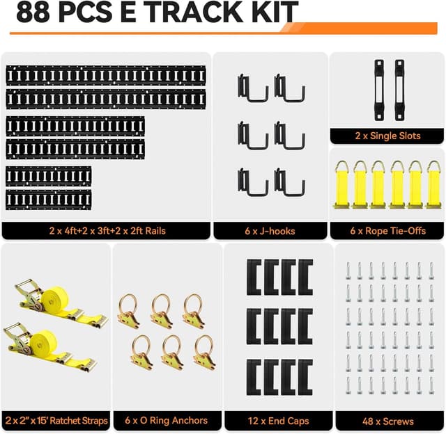 Thumbnail 5 de Elechomes E Track 6-Rail Kit 88pcs đźšš