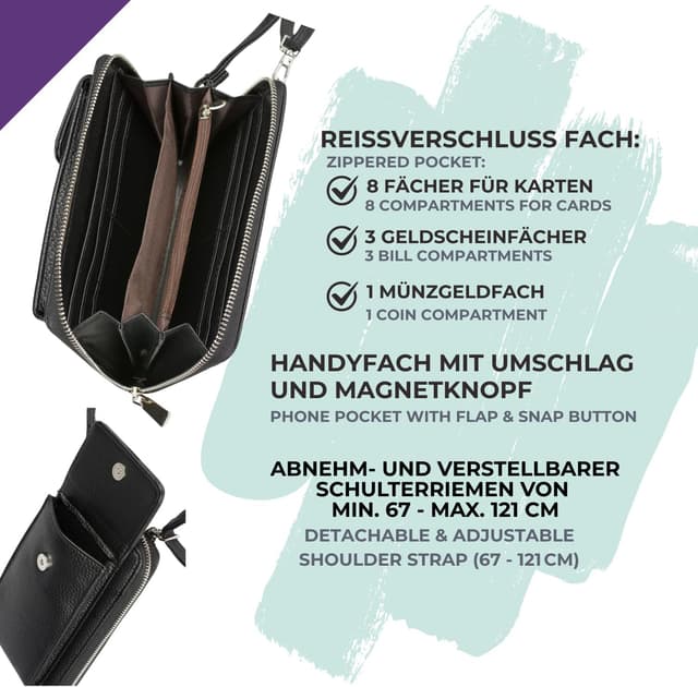 Detalle de styleBREAKER 02012362 mini borsa da donna con tracolla rimovibile e protezione RFID