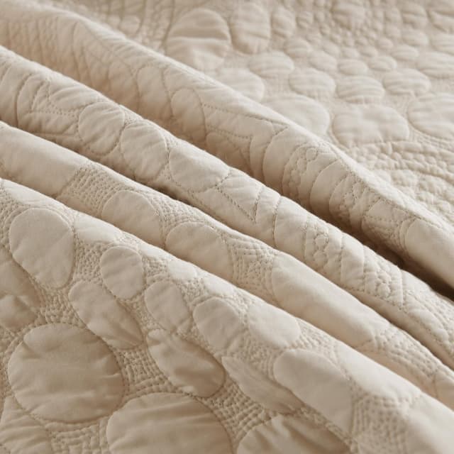 Detalle de MarCielo 3-Piece 100% Cotton Oversized Bedspread Quilt Coverlet Set (Khaki Beige, Oversized King)