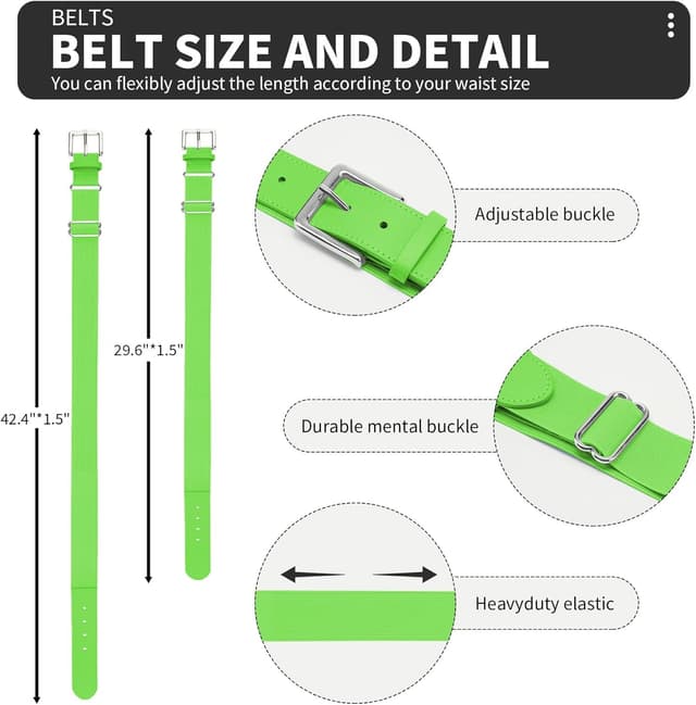 Detalle de QBK Youth Baseball Socks & Belt Combo Set for Kids (2–16 Years) – Softball/Tee Ball Accessories, Unisex