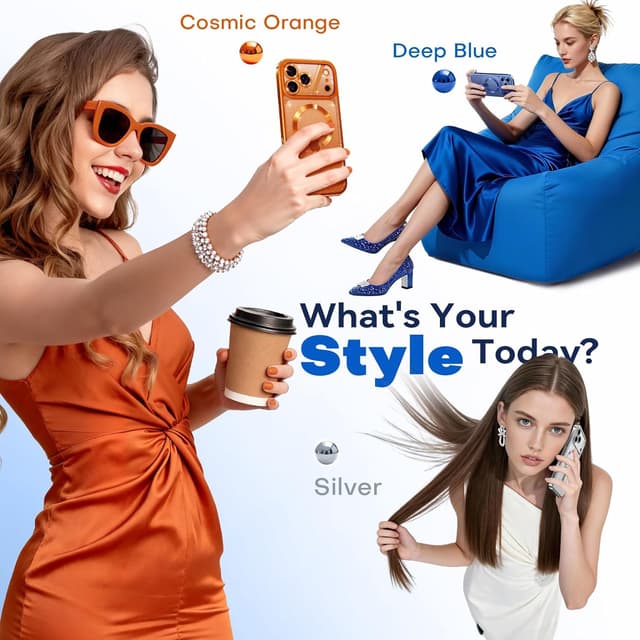 Detalle 2 de Glitter iPhone 17 Pro Max Case (6.9") with raised lens protection, MagSafe compatibility, and sparkly blue back panel