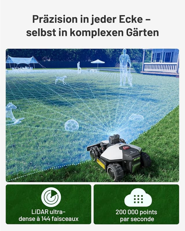 Detalle de Mammotion LUBA mini AWD LiDAR Mähroboter mit RTK (ohne Begrenzungskabel) – für bis zu 1.500 m²