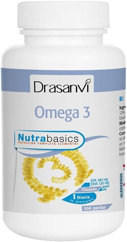Detalle de DRASANVI NutraBasics Omega 3 & Vitamina E ❤️, Sin Gluten, 100 Perlas