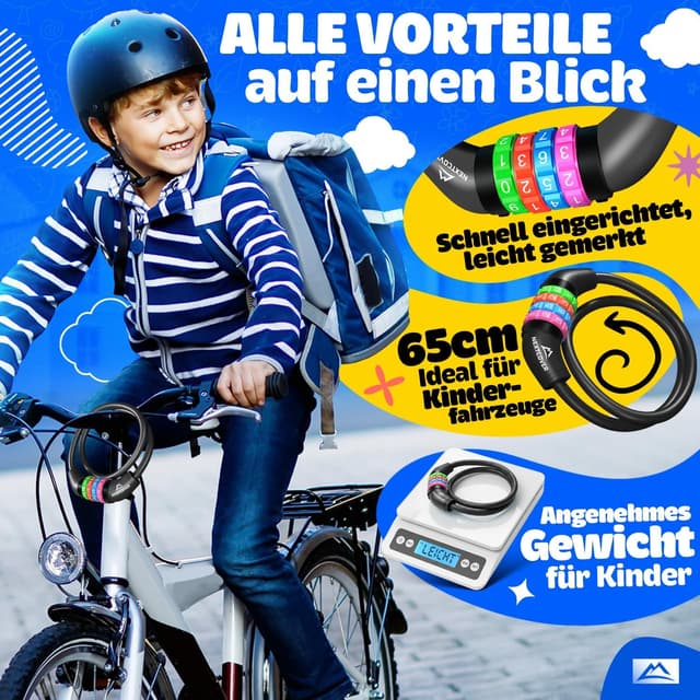 Detalle 2 de Kinder-Fahrradschloss mit 4-stelligem Zahlencode