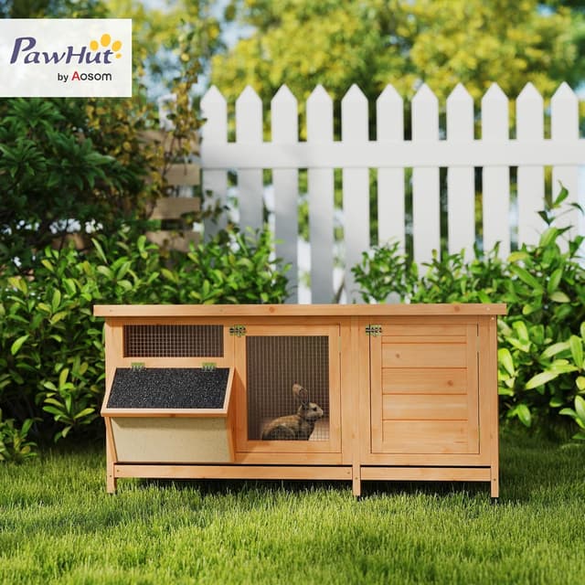 Thumbnail 1 de PawHut Conejera de Madera 112x50x54 cm