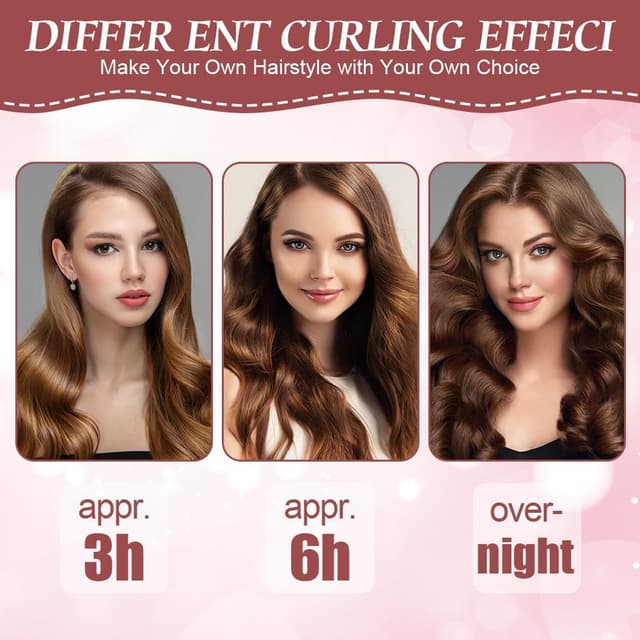 Detalle de LOPHE Senza Calore Bigodini: set di 3 bigodini per ricci su capelli lunghi e medi (rosa)