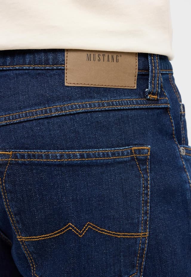 Detalle de MUSTANG Herren Jeans Stretch Big Sur Regular – Schwarz/Blau, 5-Pocket Regular Fit