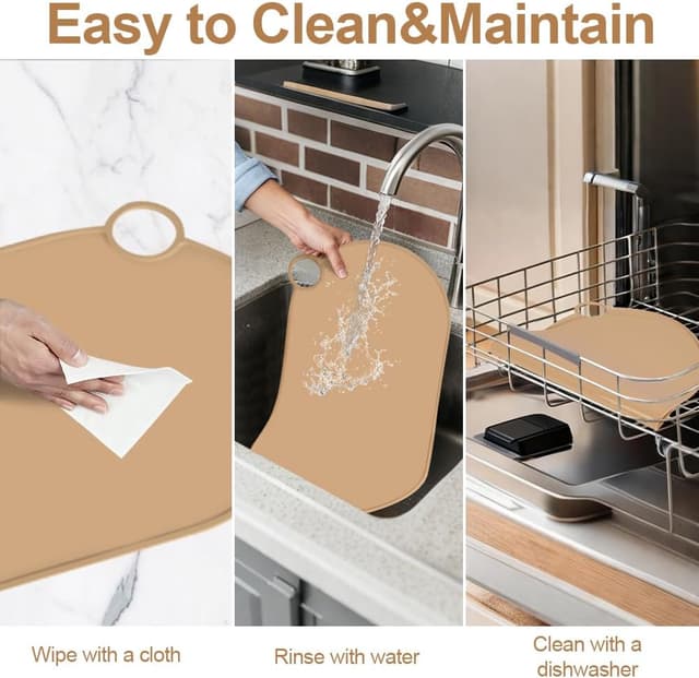 Detalle 2 de Tapis de gamelle Adiwo antidérapant en silicone (50×25 cm) pour chien et chat, brun boue