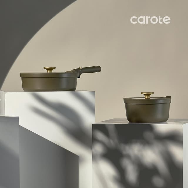 Thumbnail 6 de Carote 21-Piece Ceramic Nonstick Cookware Set with Detachable Handles (PFAS & PFOA Free) — Olive Green