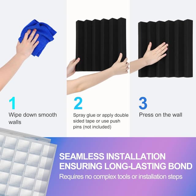 Detalle de JBER 24 Pack Blue and Charcoal Acoustic Panels (Studio Foam Wedges) 2" thick