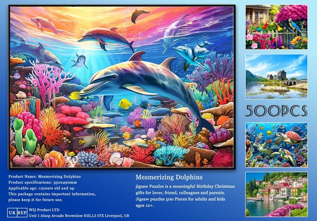 Thumbnail 6 de Dolphins 500-Piece Jigsaw Puzzle