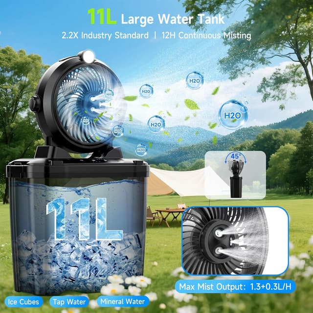 Thumbnail 1 de XTTANK Ventilador Camping Cubo 11L con Luz LED y Batería💨