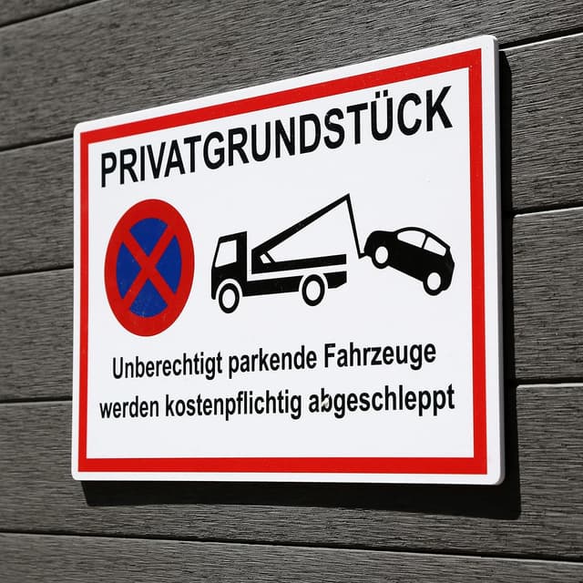Detalle 2 de 2x Privatgrundstück-Schild „unberechtigt parkende Fahrzeuge werden kostenpflichtig abgeschleppt“ (20 x 30 cm, PVC-Hartschaum, UV-Schutz) von STROBO