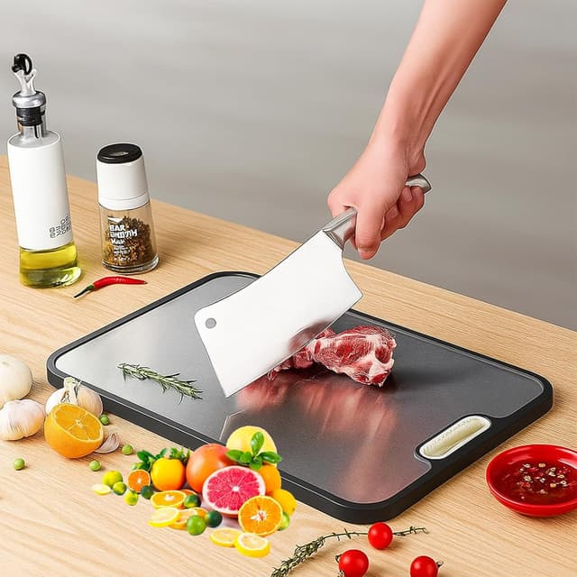 Thumbnail 6 de Double-Sided 304 Stainless Steel Chopping Board 39×27cm