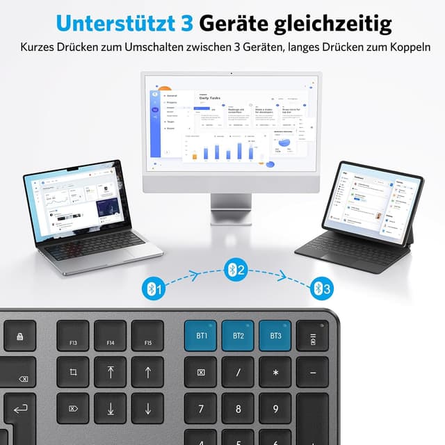 Detalle 2 de OMOTON Bluetooth Mac Tastatur mit 3 Kanälen