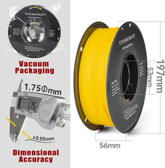 Thumbnail 1 de TINMORRY TPU Filament 1,75 mm 1 kg Fluoreszierend Gelb
