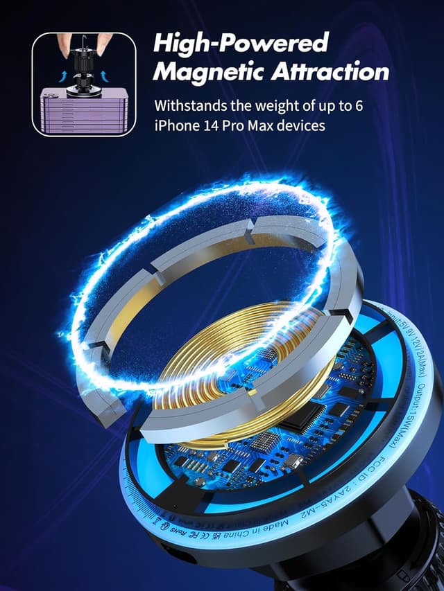 Detalle 2 de Rolgno Car Phone Holder 15W wireless charger