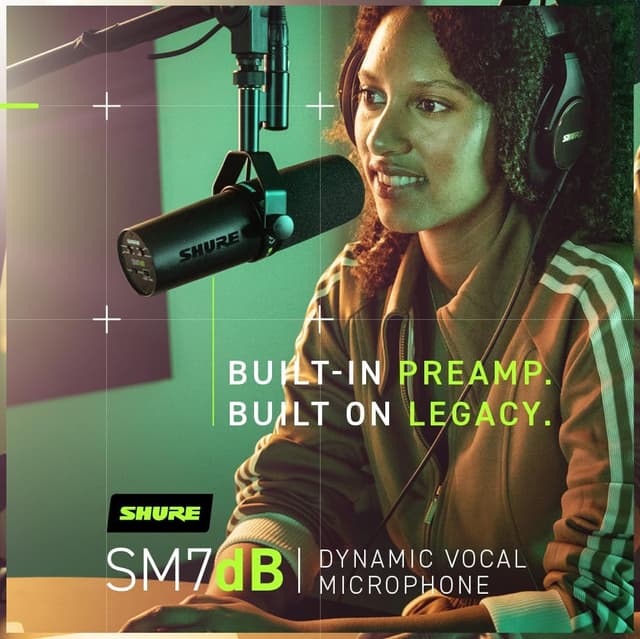 Thumbnail 4 de Shure SM7dB Dynamic Vocal Microphone with Built-in Preamp (XLR, Black) for Streaming, Podcasting, and Recording