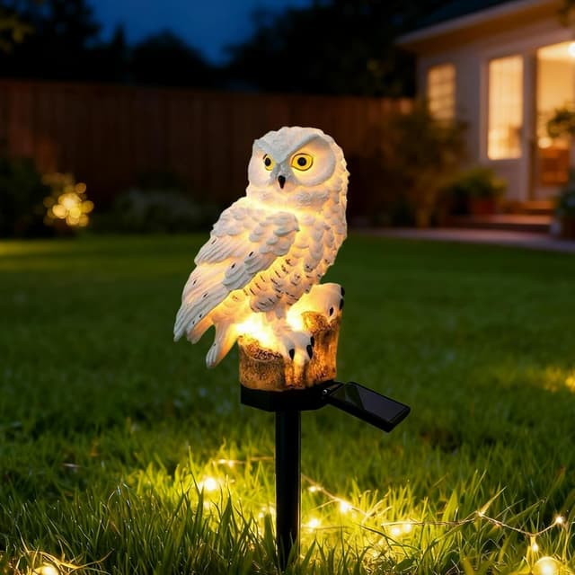 Detalle de XVZ Solar-Gartenlampen mit Eulenmotiv für außen – Solarlampen als Gartendeko für Rasen & Terrasse