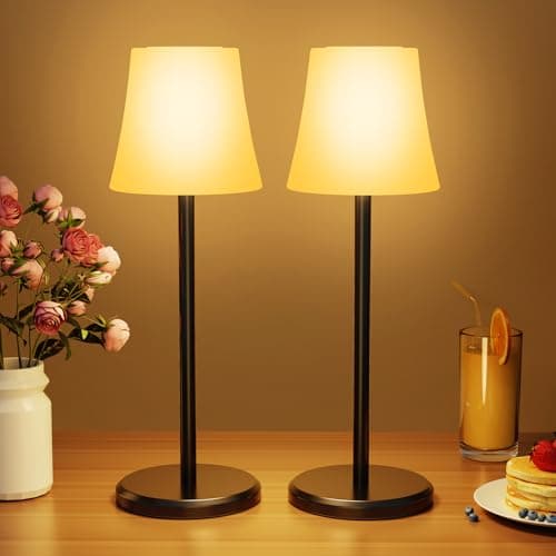 Detalle de Suright 2 Piezas Lámpara de Mesa Inalámbrica con 3 Temperaturas 🎇