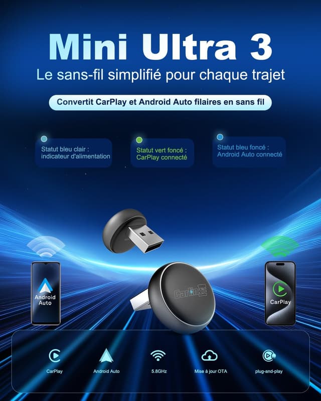 Thumbnail 1 de Carlinkit Mini Ultra 3 adaptateur sans fil 1 an
