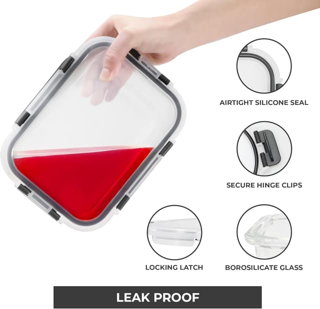 Detalle de Freshware Glass Storage Containers with Lids 24 Pieces